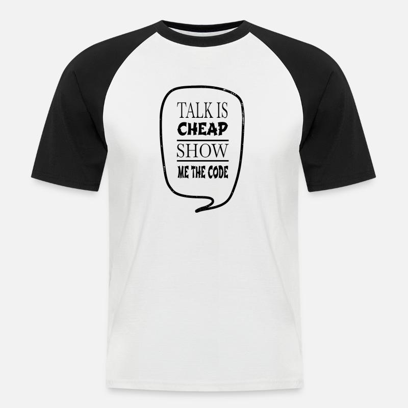 present coding software development - Männer Baseball-T-Shirt - Weiß/Schwarz