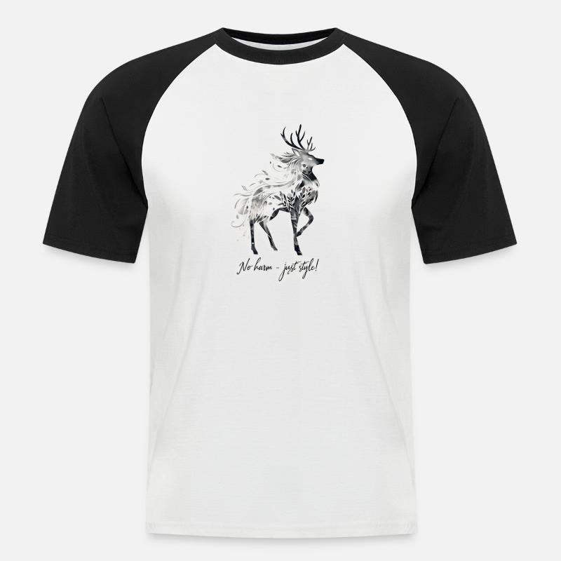 Hirsch Tier Spruch Geschenk - Männer Baseball-T-Shirt - Weiß/Schwarz
