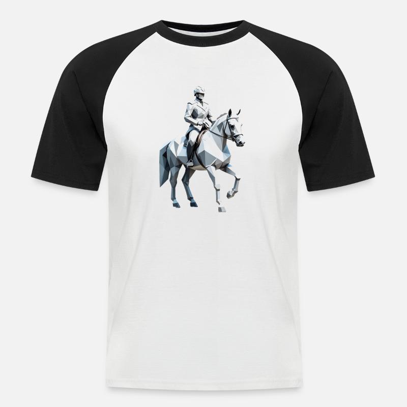 Cavalier Low Poly - Ballet Design - T-shirt baseball manches courtes Homme - blanc/noir