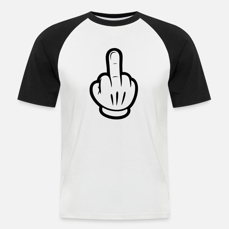 Middle Finger Comic Hand - Men's Baseball T-Shirt - white/black