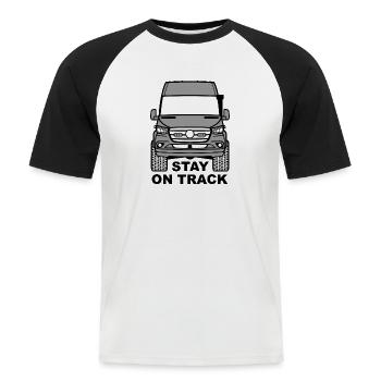 HUH! Track #14 (Full Donation) - Männer Baseball-T-Shirt - Weiß/Schwarz - Vorne - Nik (191cm)