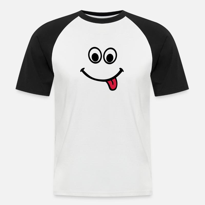 Gesicht - Männer Baseball-T-Shirt - Weiß/Schwarz