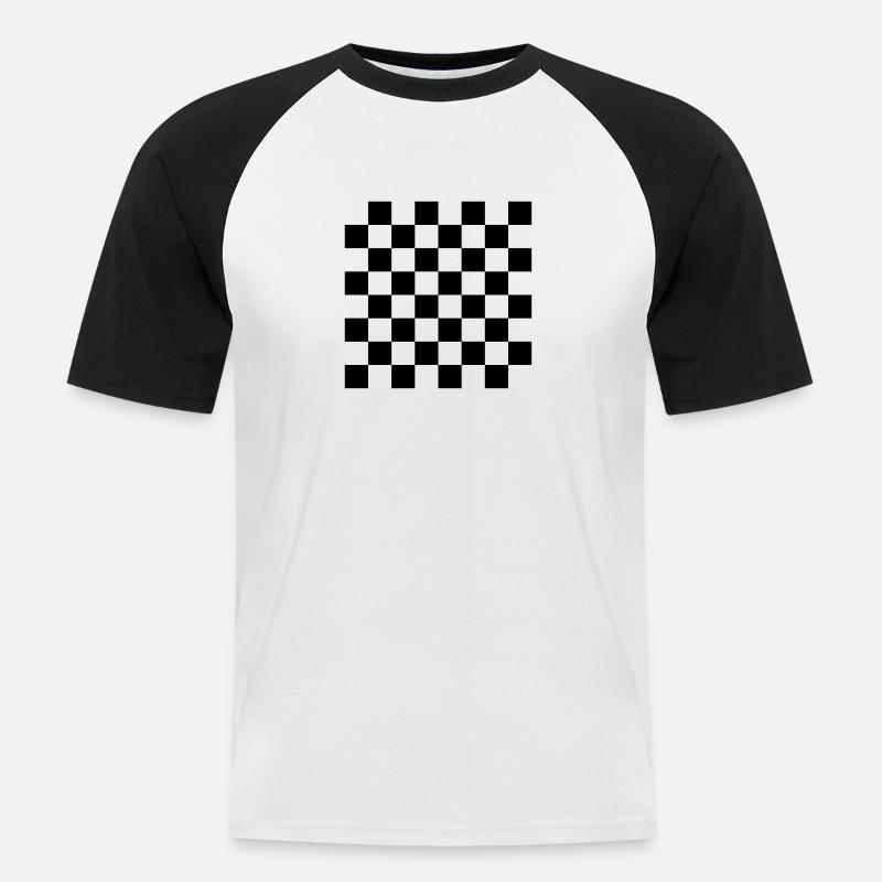 Schach, schachbrett - Männer Baseball-T-Shirt - Weiß/Schwarz