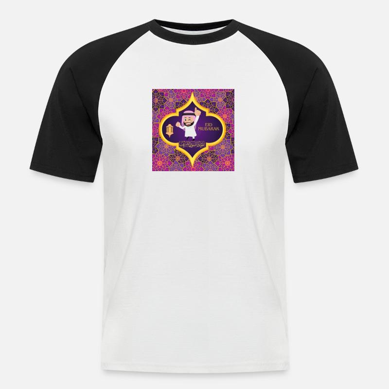 Ramadan, Eid Mubarak - Männer Baseball-T-Shirt - Weiß/Schwarz