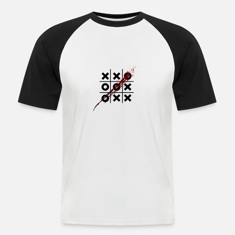 Tic Tac Toe - Männer Baseball-T-Shirt - Weiß/Schwarz