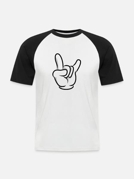 Hand icon - Men's Baseball T-Shirt - white/black