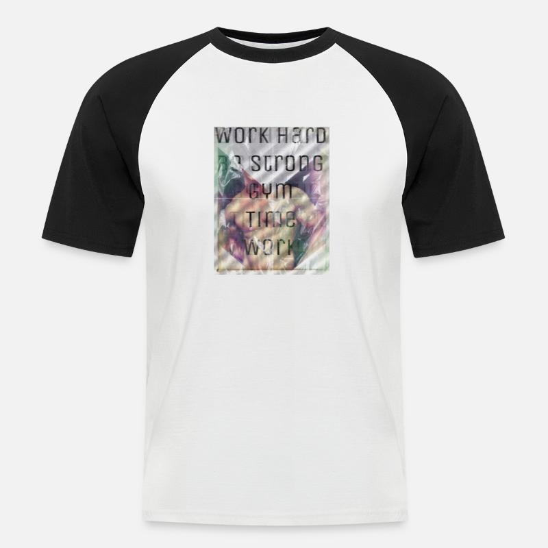 Work Hard Training - Männer Baseball-T-Shirt - Weiß/Schwarz