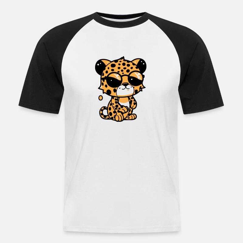 Zoolto der Leopard - Männer Baseball-T-Shirt - Weiß/Schwarz