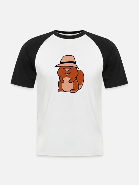 Hamster drôle - T-shirt baseball manches courtes Homme - blanc/noir