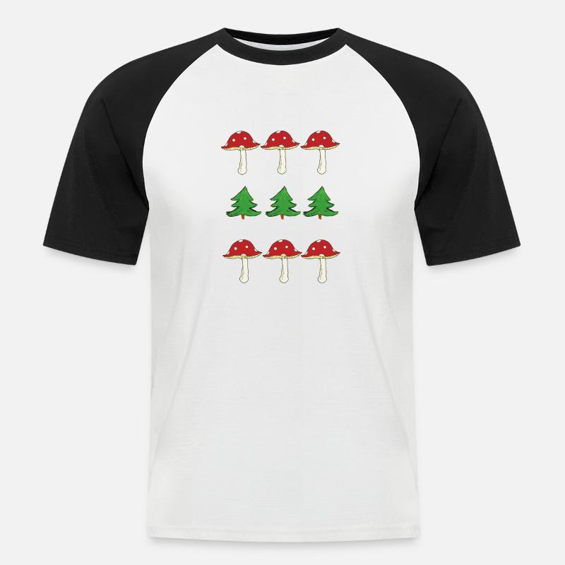 Toadstools and forest - Men's Baseball T-Shirt - white/black