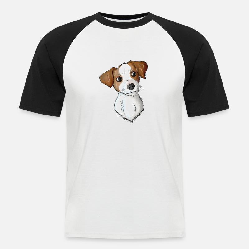 Jack Russell Pattern 2 2 - Männer Baseball-T-Shirt - Weiß/Schwarz
