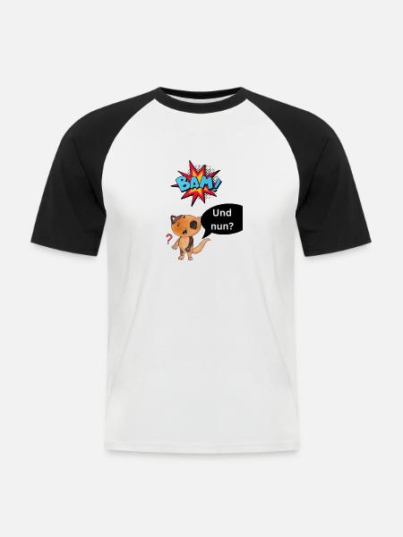 Bäm und nun? - Männer Baseball-T-Shirt - Weiß/Schwarz