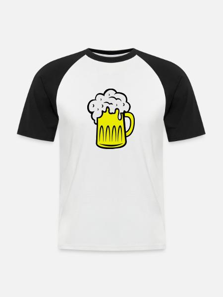 Bière 002 - T-shirt baseball manches courtes Homme - blanc/noir