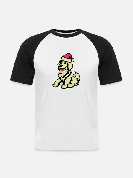 Dog Comic Animal Christmas - Men's Baseball T-Shirt - white/black