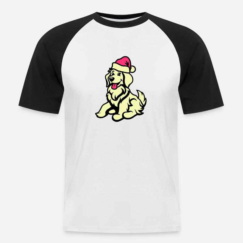 hund comic tier weihnachten - Männer Baseball-T-Shirt - Weiß/Schwarz