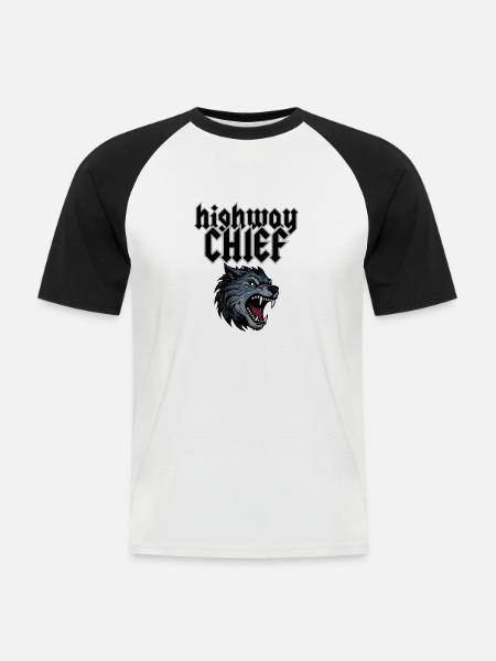 Highway Chief - Männer Baseball-T-Shirt - Weiß/Schwarz
