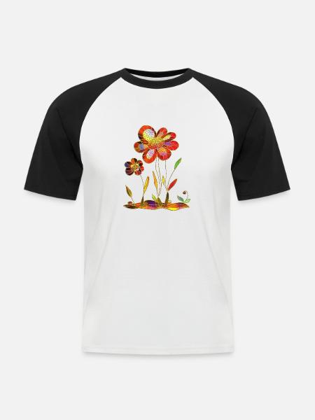 Blumen - Männer Baseball-T-Shirt - Weiß/Schwarz