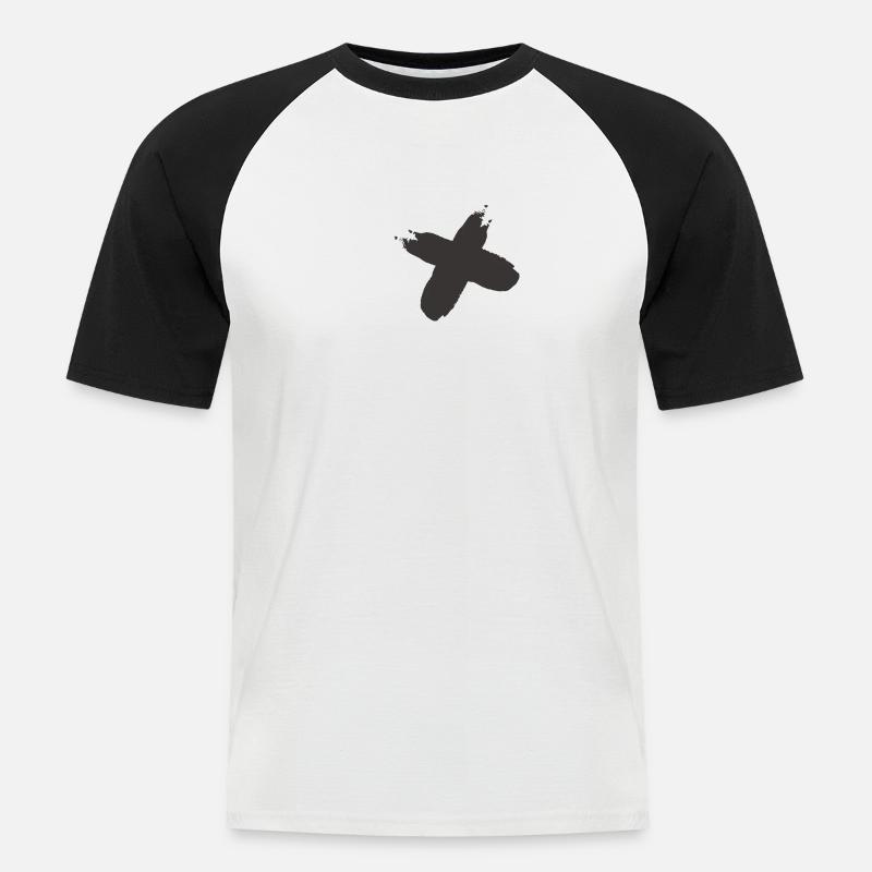 N Fronting - Männer Baseball-T-Shirt - Weiß/Schwarz