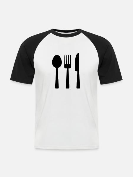 Couverts de table - T-shirt baseball manches courtes Homme - blanc/noir