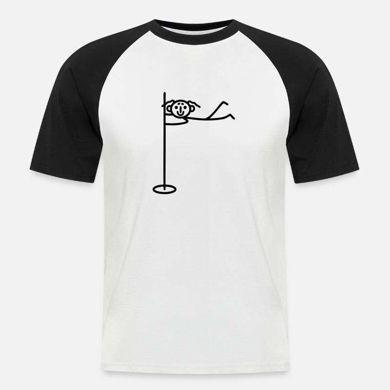 Frau Pole dance - Männer Baseball-T-Shirt - Weiß/Schwarz