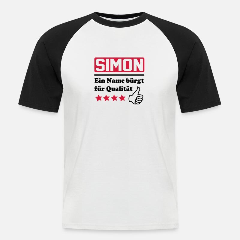 simon - Men's Baseball T-Shirt - white/black