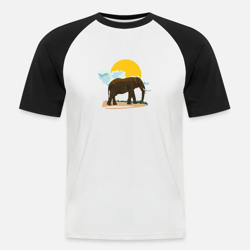 Elefant oder doch Elephant? - Männer Baseball-T-Shirt - Weiß/Schwarz