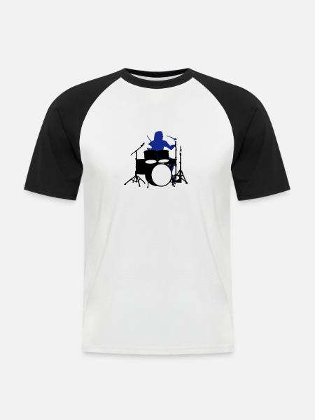 drummer_3c - Men's Baseball T-Shirt - white/black