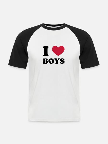 I Love Boys - Men's Baseball T-Shirt - white/black