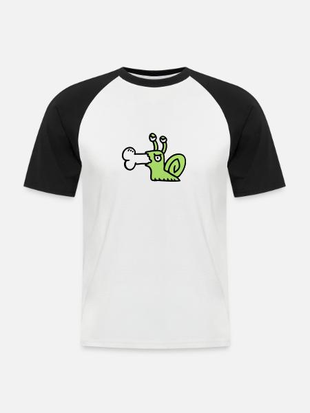 Carnivore worm 3 - Men's Baseball T-Shirt - white/black