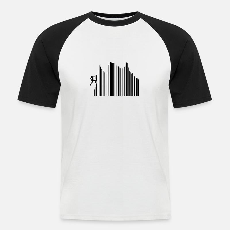 Climbing Klettern Barcode Freeclimbing 1c - Männer Baseball-T-Shirt - Weiß/Schwarz