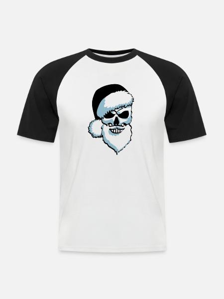 Totenschädel Weihnachtsmann - Männer Baseball-T-Shirt - Weiß/Schwarz