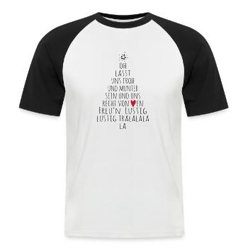 froh und munter - Männer Baseball-T-Shirt - Weiß/Schwarz - Vorne - Nik (191cm)