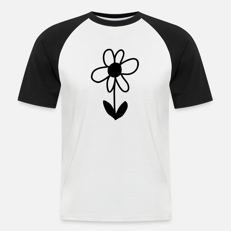 Blümchen (mono) - Männer Baseball-T-Shirt - Weiß/Schwarz