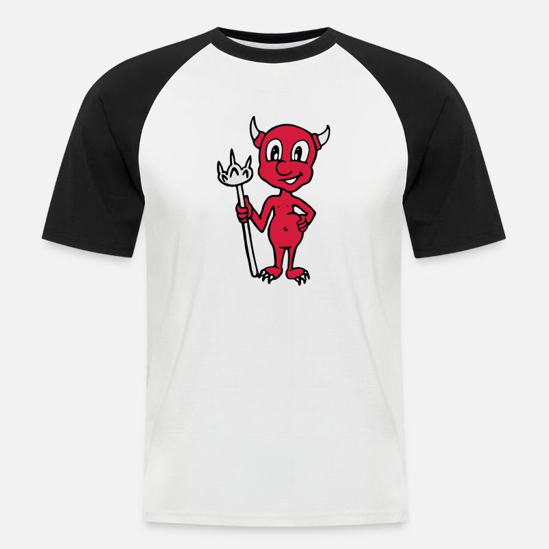 Little Devil - Männer Baseball-T-Shirt - Weiß/Schwarz