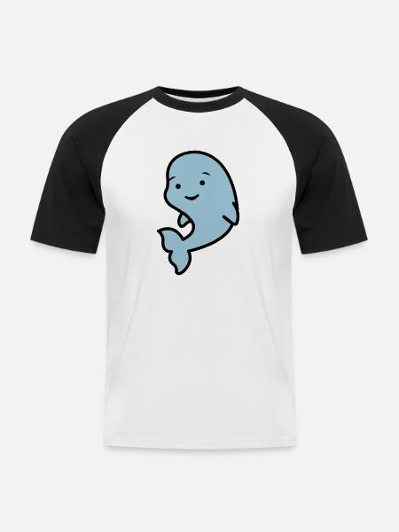 suesser_delfin_02 - Männer Baseball-T-Shirt - Weiß/Schwarz