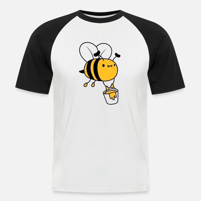 Honig Eimer Biene - Männer Baseball-T-Shirt - Weiß/Schwarz