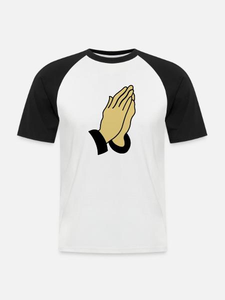 praying_hands_002 - Männer Baseball-T-Shirt - Weiß/Schwarz