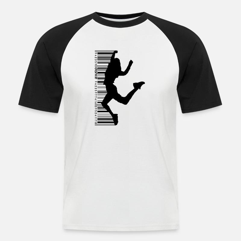 Tänzerin im QR-Code Style (2) - Männer Baseball-T-Shirt - Weiß/Schwarz
