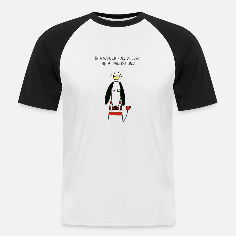 DACKEL DACHSHUND TECKEL DACKELLIEBE DAGGEL - Männer Baseball-T-Shirt - Weiß/Schwarz