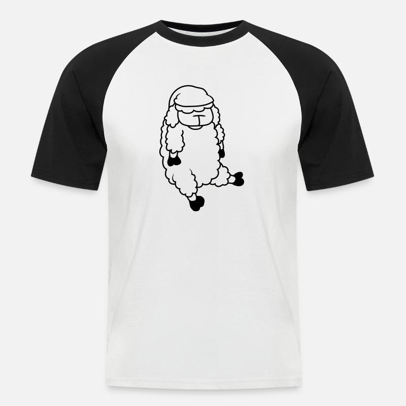 Schlaf Schaf Schlafmütze - Männer Baseball-T-Shirt - Weiß/Schwarz