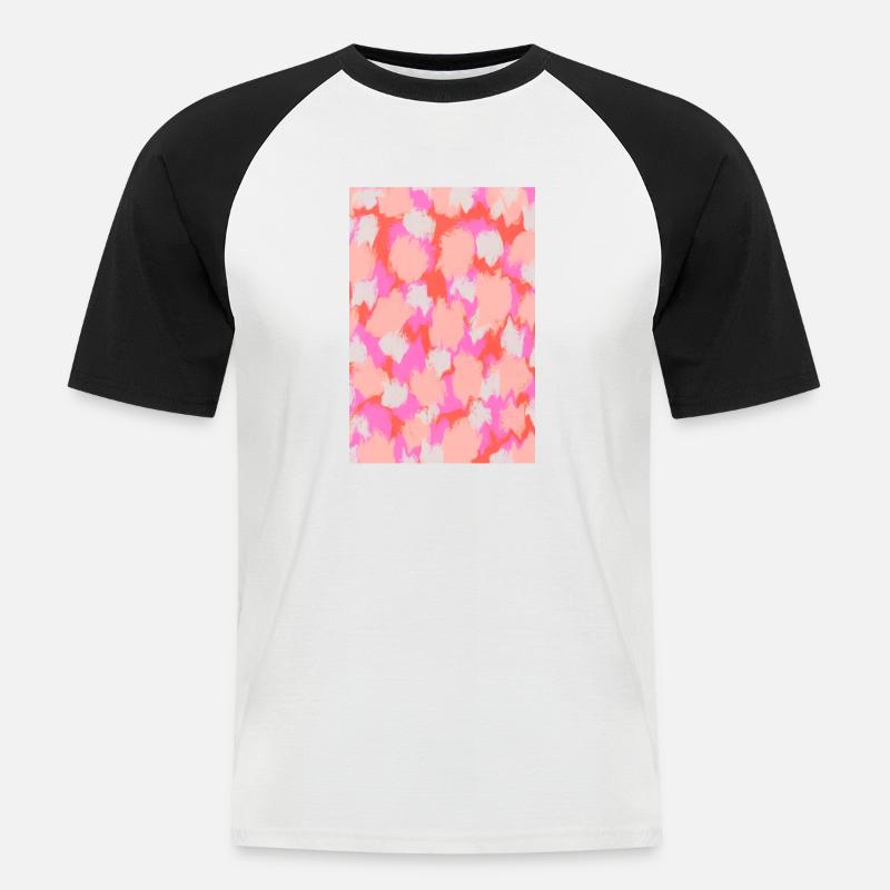 Pink Orange Strokes Pattern - Männer Baseball-T-Shirt - Weiß/Schwarz