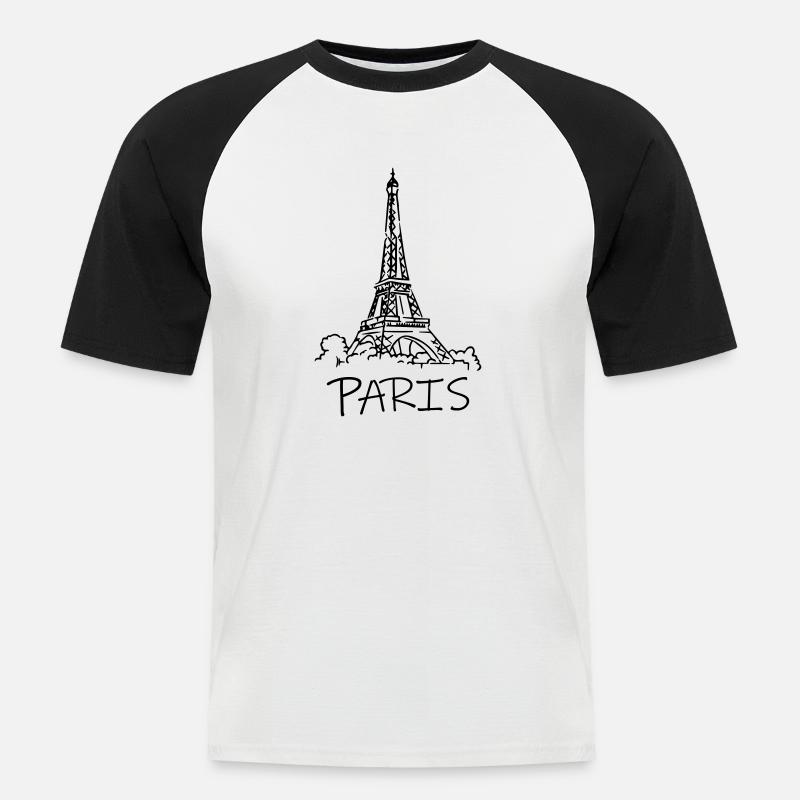 PARIS - Männer Baseball-T-Shirt - Weiß/Schwarz