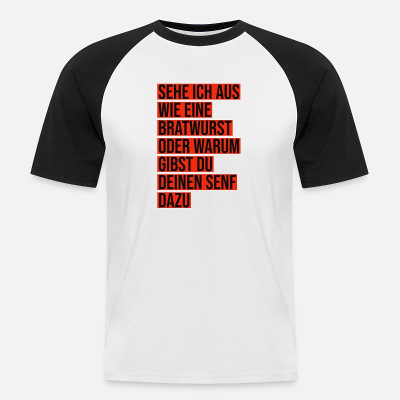Bratwurst Senf - Männer Baseball-T-Shirt - Weiß/Schwarz