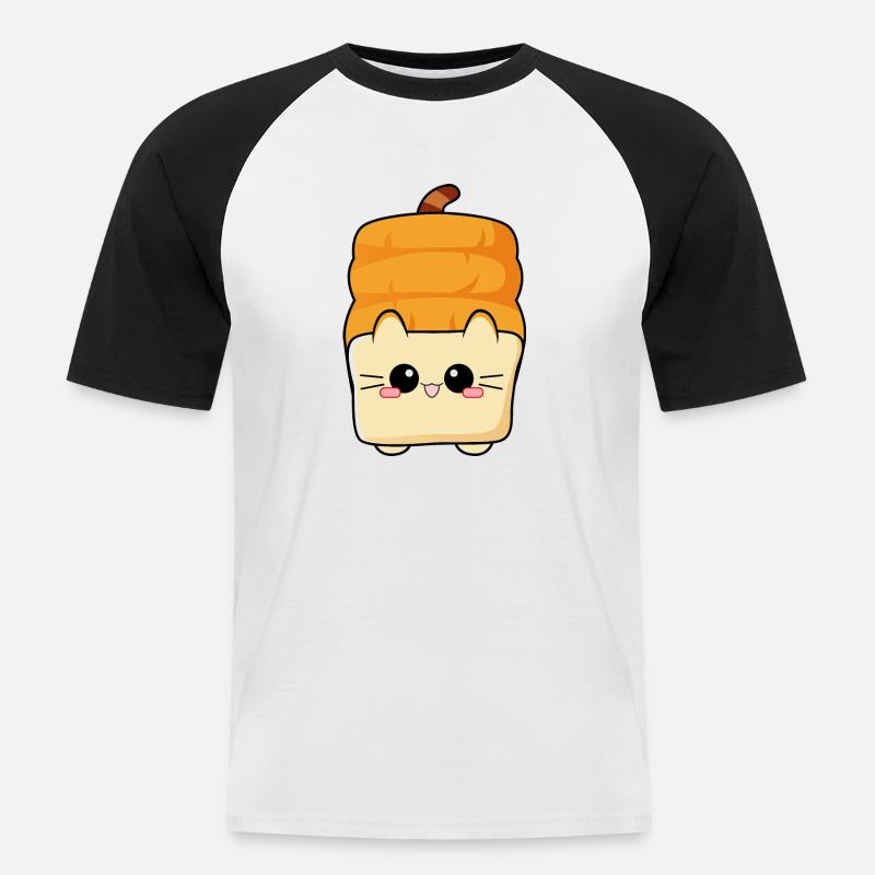 Toast Cat Kitty Bread Cat - Maglia da baseball a manica corta da uomo - bianco/nero