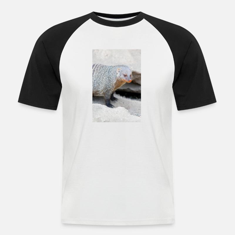 Gebänderte Manguste oder Zebramanguste - Männer Baseball-T-Shirt - Weiß/Schwarz