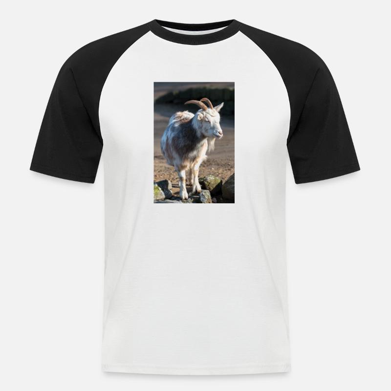 Zwergziege oder Zwergziege - Männer Baseball-T-Shirt - Weiß/Schwarz