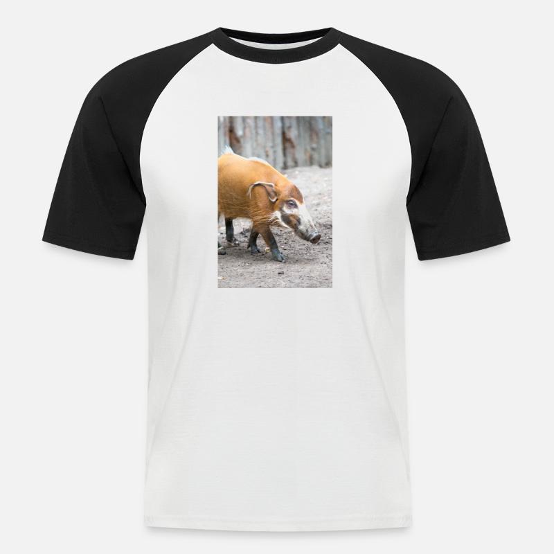 Buschschwein oder Rotflussschwein Pinselohrschwein - Männer Baseball-T-Shirt - Weiß/Schwarz
