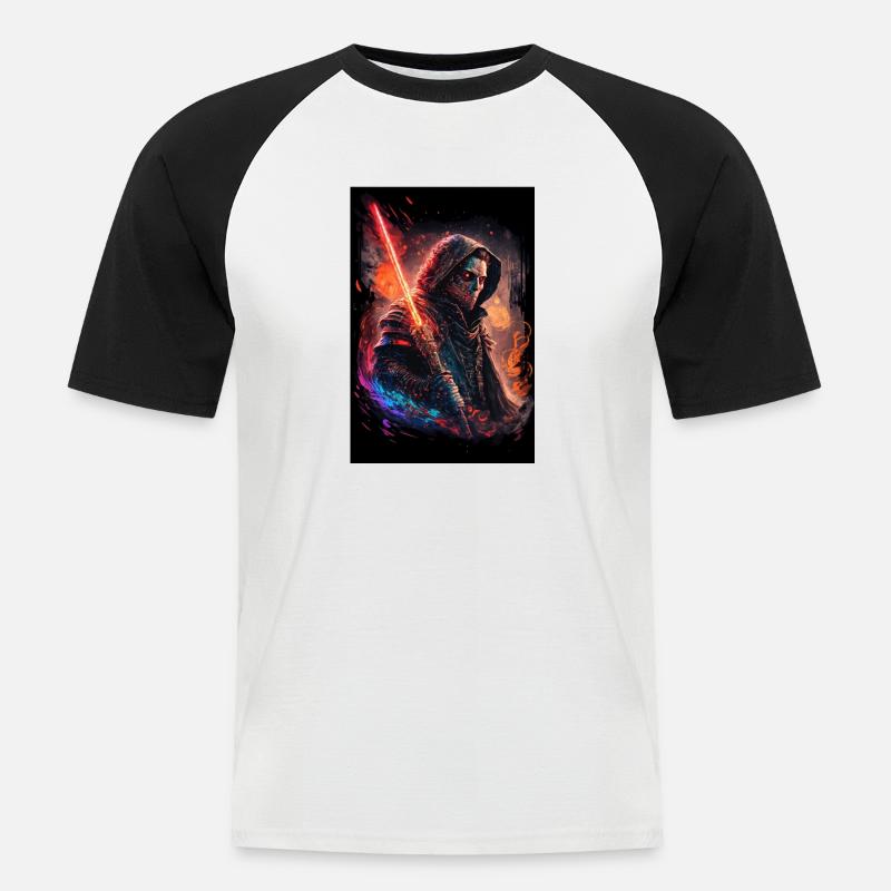Lyssværd - Kortærmet herre-baseballshirt - hvid/sort