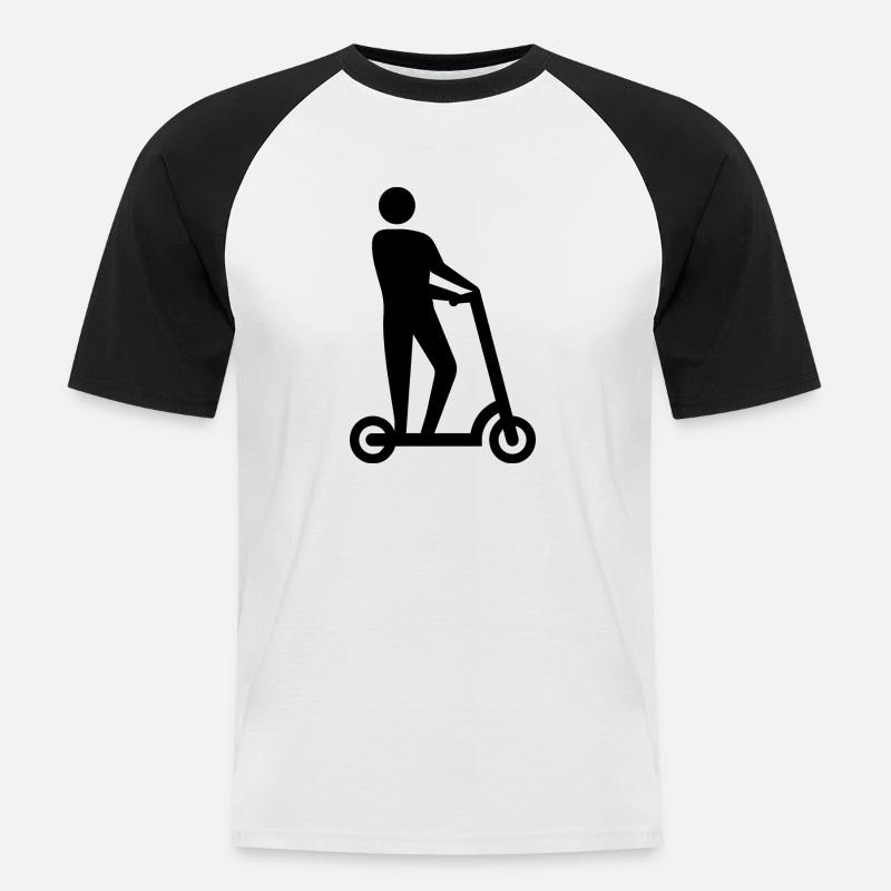 E-Scooter E-Roller Scooter - Männer Baseball-T-Shirt - Weiß/Schwarz
