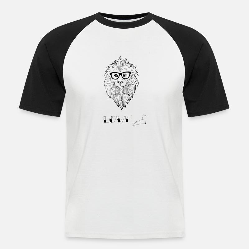 Löwe Nerd - Männer Baseball-T-Shirt - Weiß/Schwarz